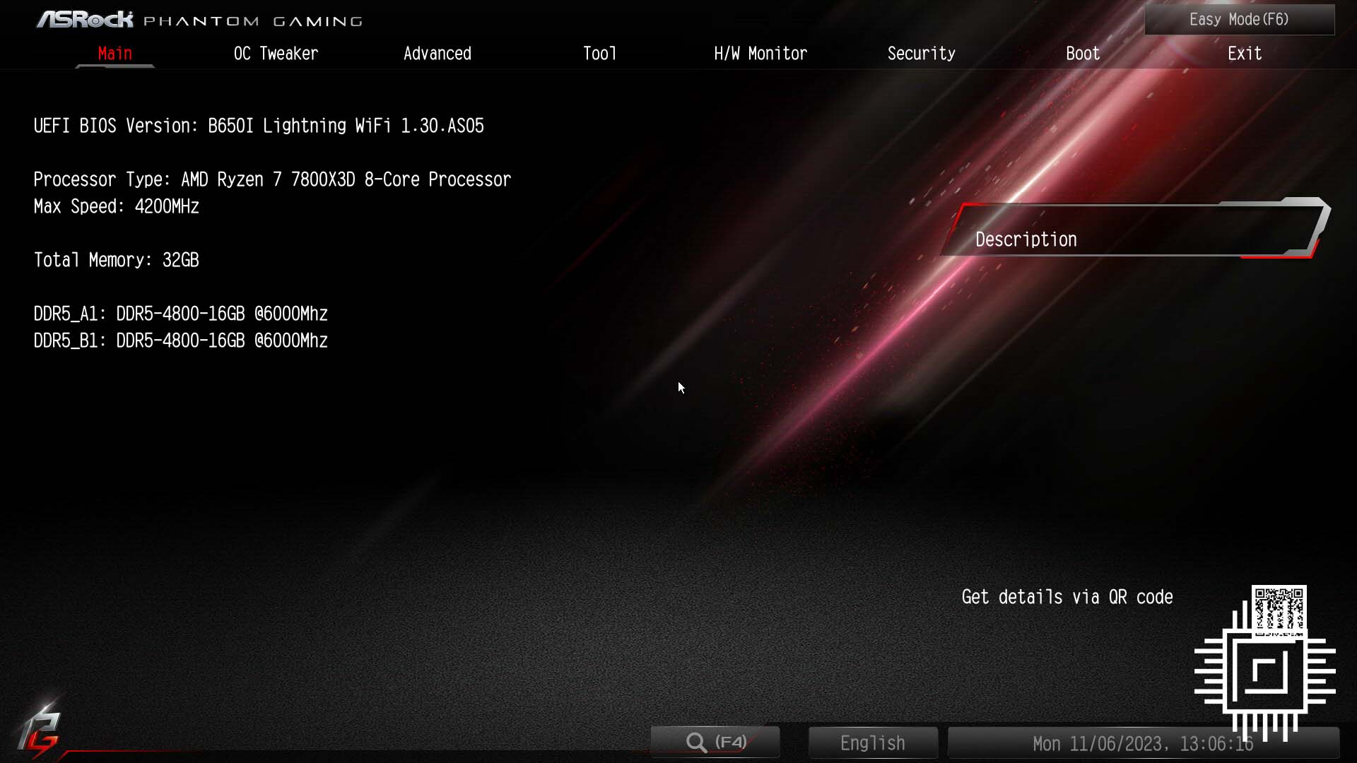 ASRock PG B650I Lightning WiFi BIOS load screen.