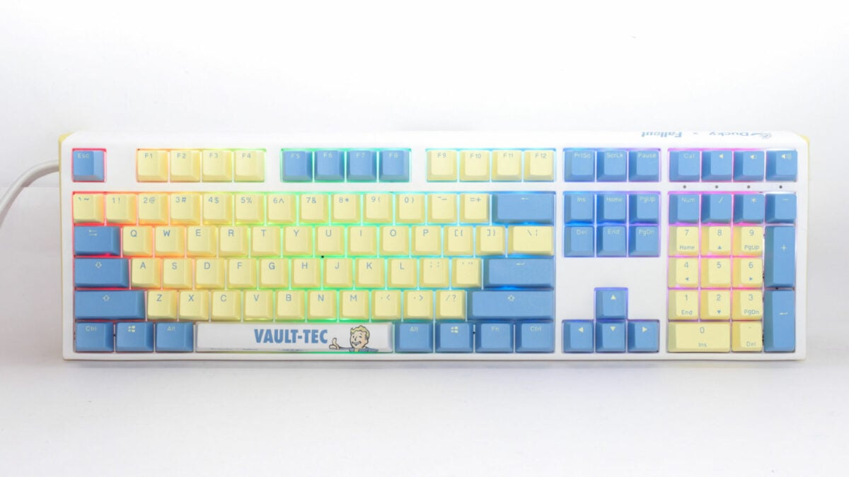 A bird's eye view of Ducky's limited edition Fallout gaming keyboard.