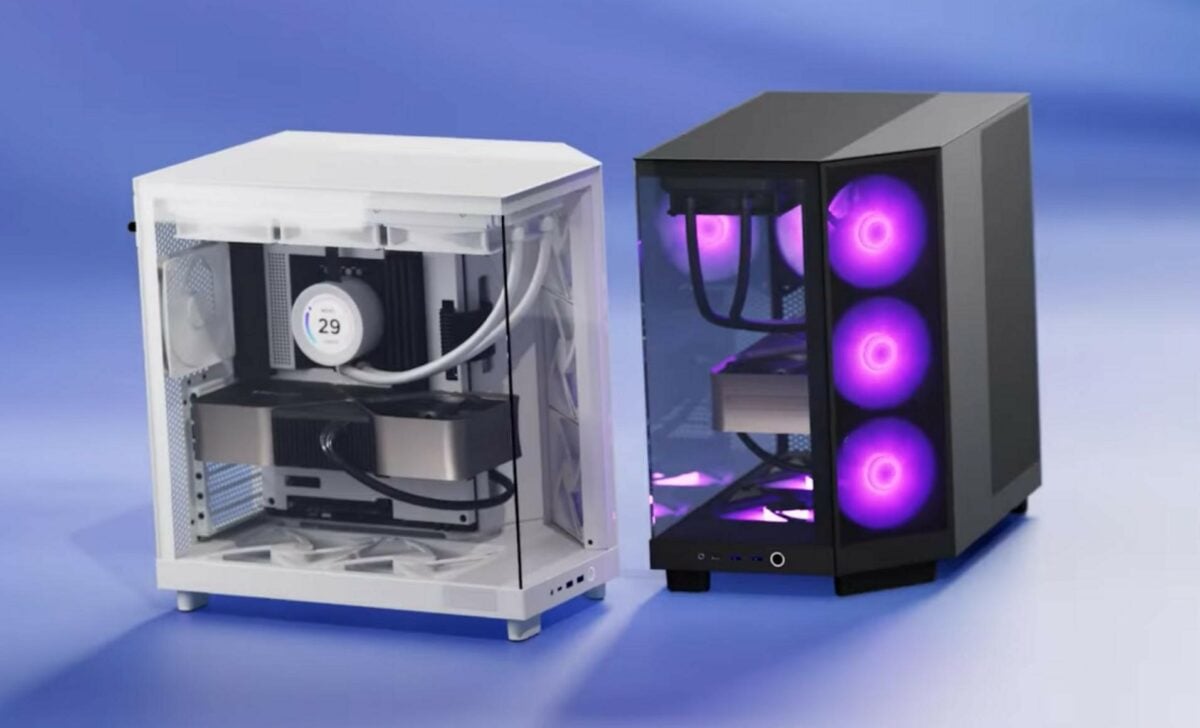 NZXT H6 Flow compact dual-chamber chassis in black and white