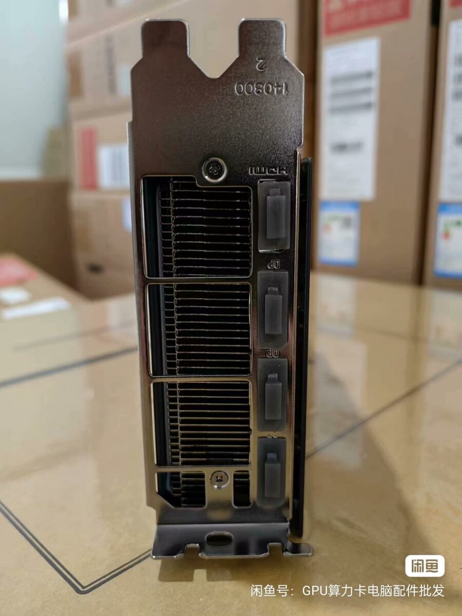 Nvidia RTX 4090 AI Blower graphics card video output connectors.