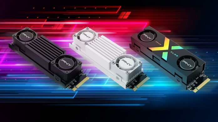 PNY CS3150 PCIe Gen 5 SSD series with active air cooling. PNY CS3150 PCIe Gen 5 SSD series with active air cooling.