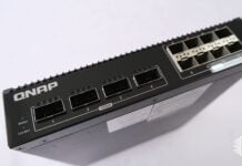 QNAP QSW-M7308R-4x's front-mounted ports.
