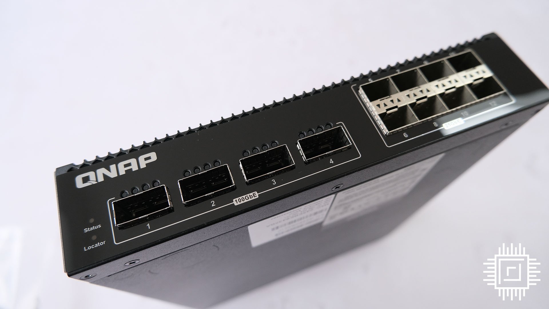 QNAP QSW-M7308R-4x's front-mounted ports.