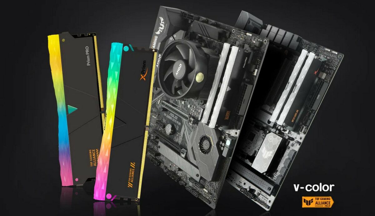 V-Color DDR5 XPrism and DDR4 Prism Pro TUF Gaming Alliance RGB memory on Asus TUF Gaming motherboards.