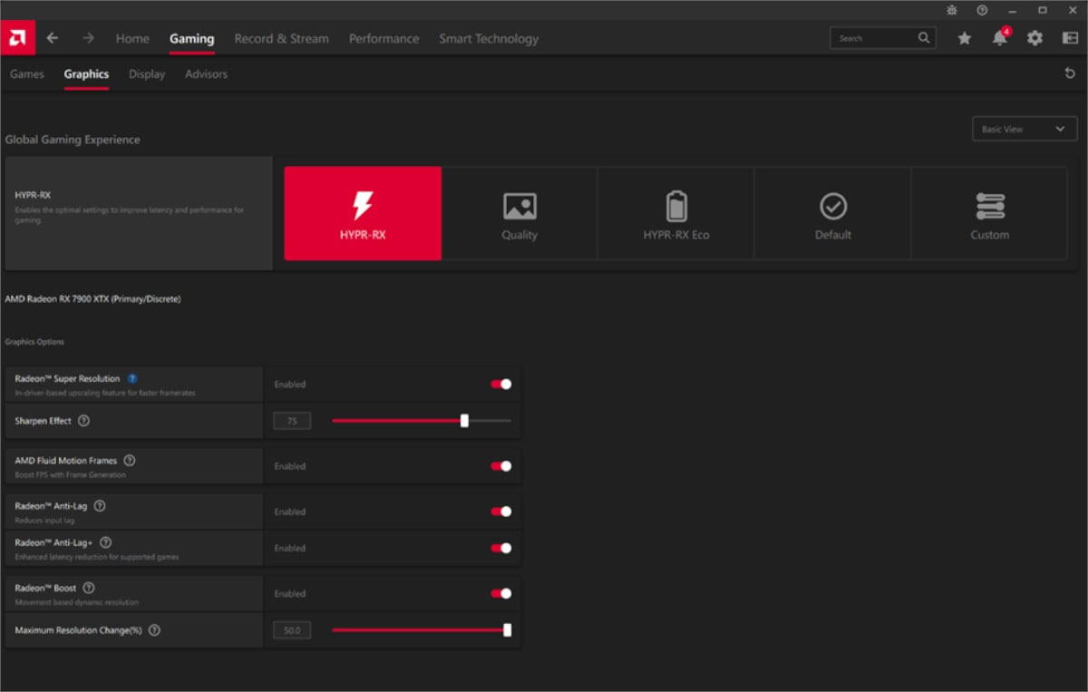 Where to implement AMD FSR 3 FMF in Adrenalin Software.