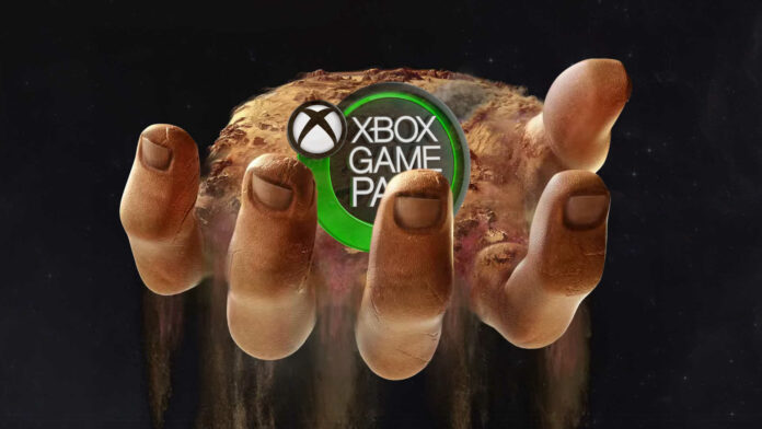 Xbox Game Pass logo between Dune Spice Wars’ hands