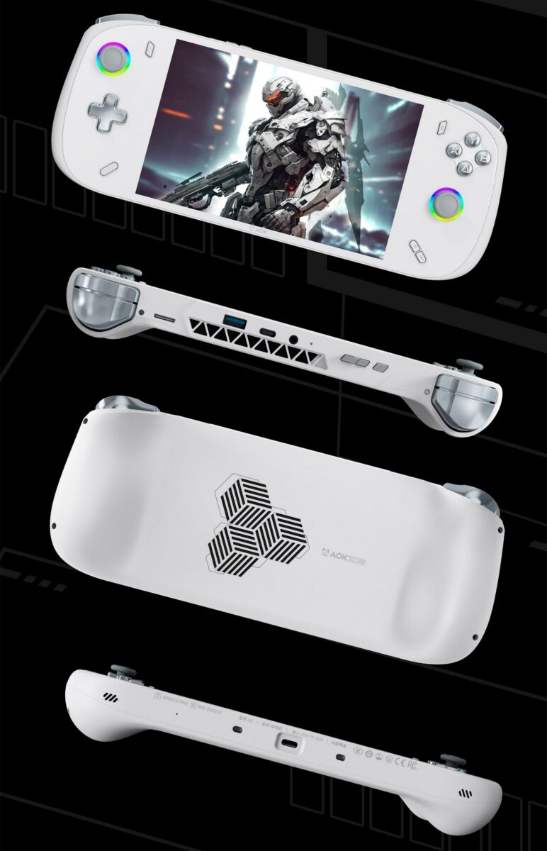 Aokzoe A2 gaming handheld design.