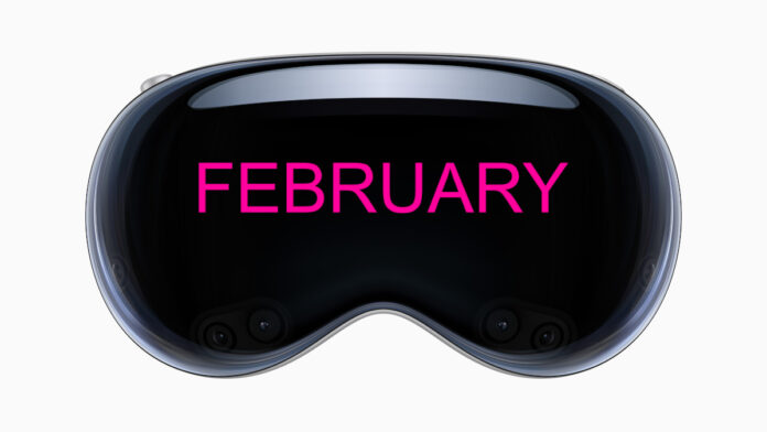 Apple Vision Pro mixed-reality headset aims for February.