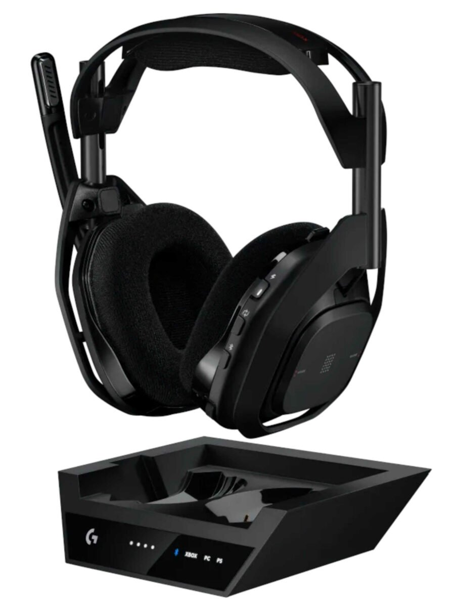 Black Logitech G ASTRO A50 X wireless gaming headset.
