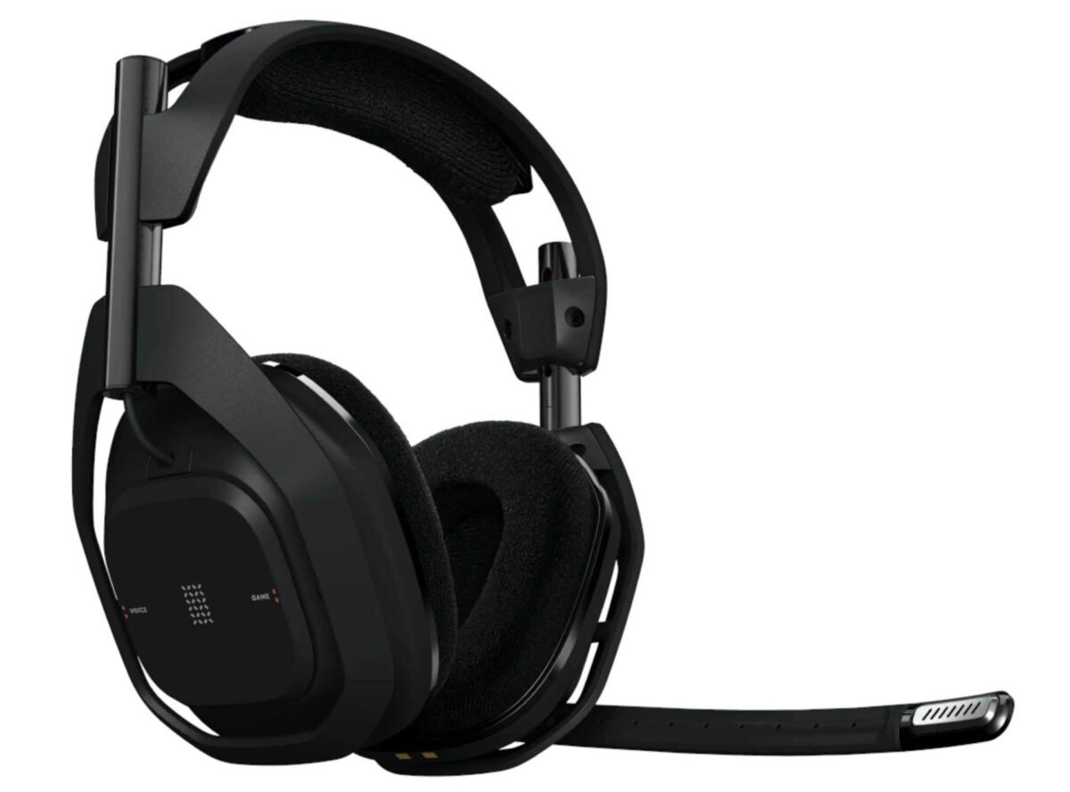 Black Logitech G ASTRO A50 X wireless gaming headset side.