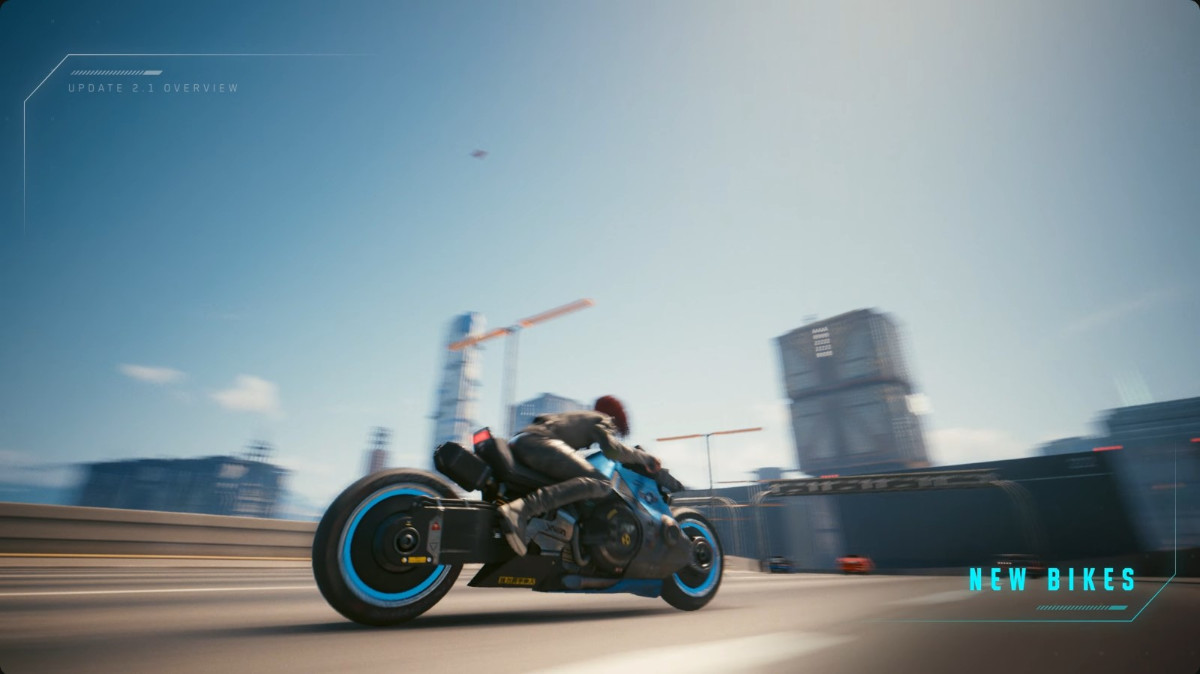 Cyberpunk 2077 Update 2.1 - New Bike options available for purchase.