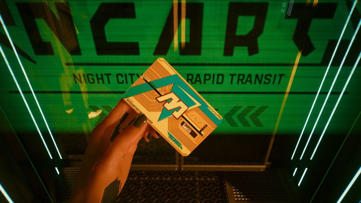 Cyberpunk 2077 Update 2.1 - V has a brand new NCART Metro card.