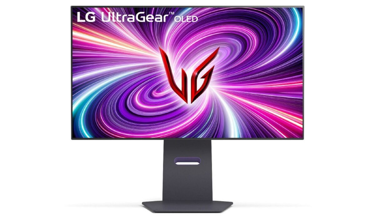 Front of an LG UltraGear OLED Gaming Monitor.