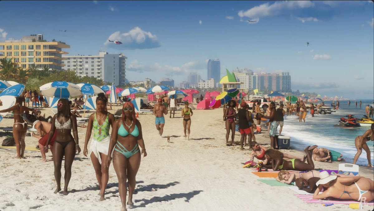 GTA 6 Trailer - Beach-goers in realtime performing various independent activities.