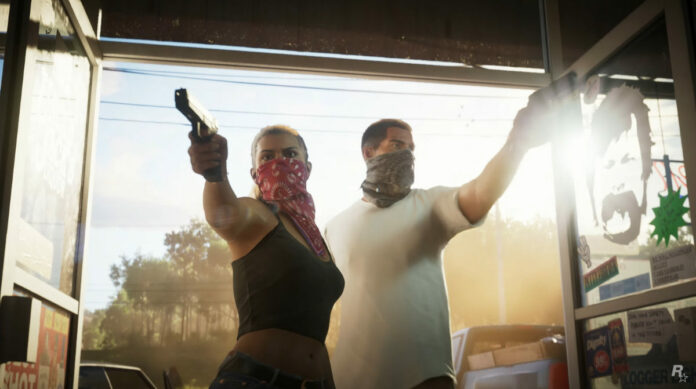 GTA 6 Trailer - Lucia and Jason in a Bonnie and Clyde styled robbery scene.