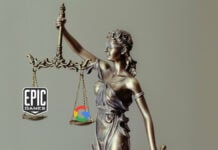 Lady Justice weighing in on Google vs. Epic Games - background by - Tingey Injury Law Firm via Unsplash.