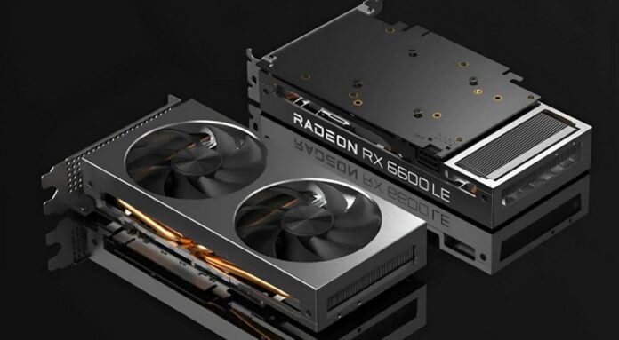 Lenovo Radeon RX 6600 LE dual-fan dual-slot graphics card.