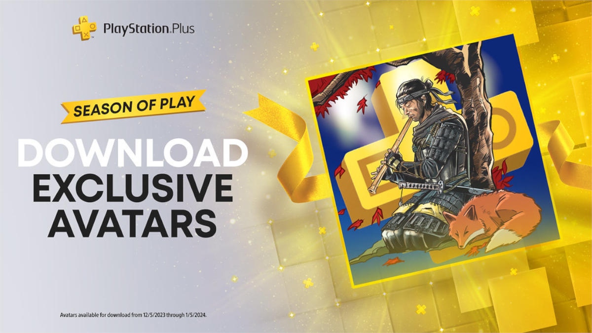 Season of Play exclusive avatars featuring Jin of Ghost of Tsushima playing the flute.