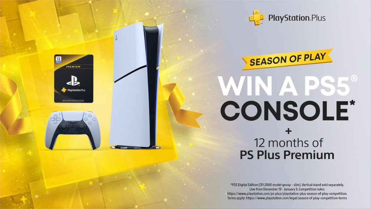Season of Play exclusive competion bundle including a PlayStation PS5 console and exclusive access to a 12 month subscription.