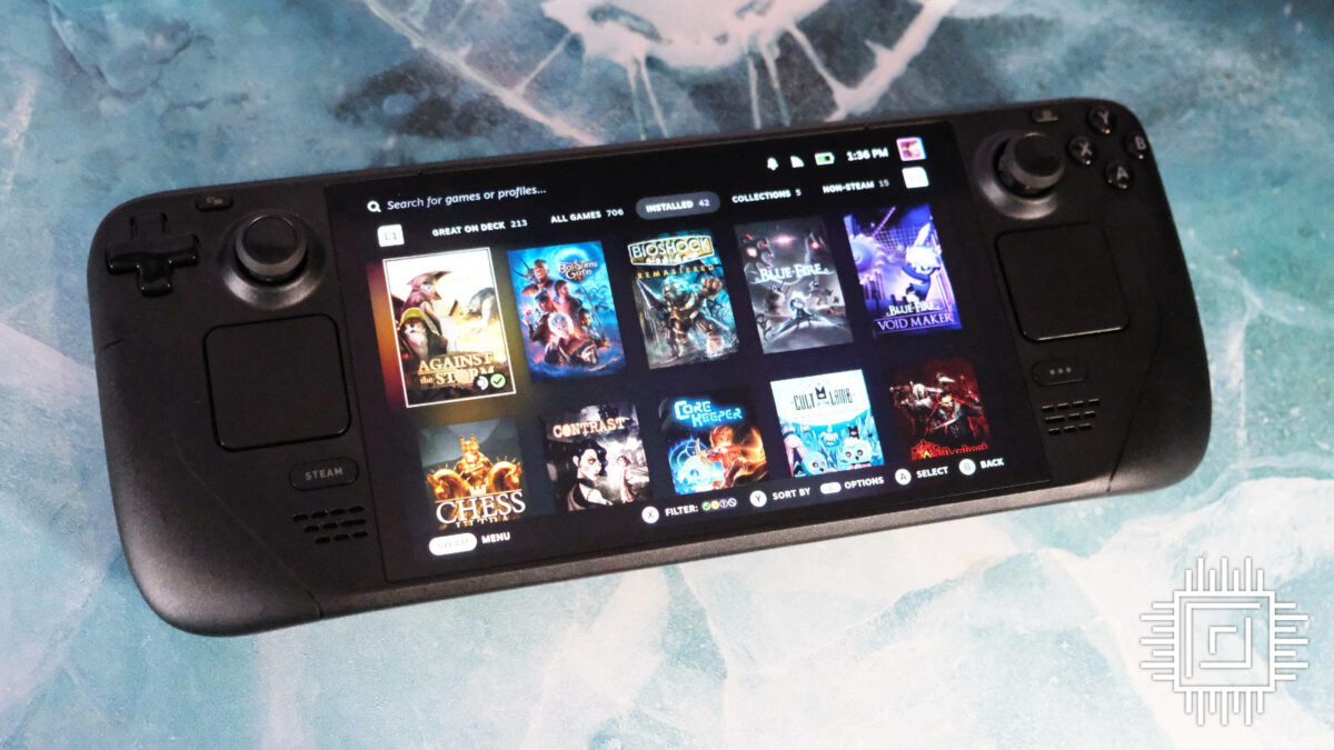 Steam Deck OLED in handheld mode.