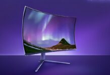 TCL 31in OLED PC monitor with a unique dome-shaped panel.