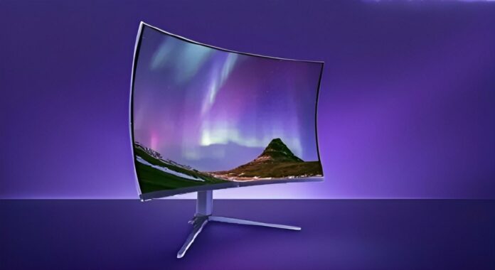 TCL 31in OLED PC monitor with a unique dome-shaped panel.