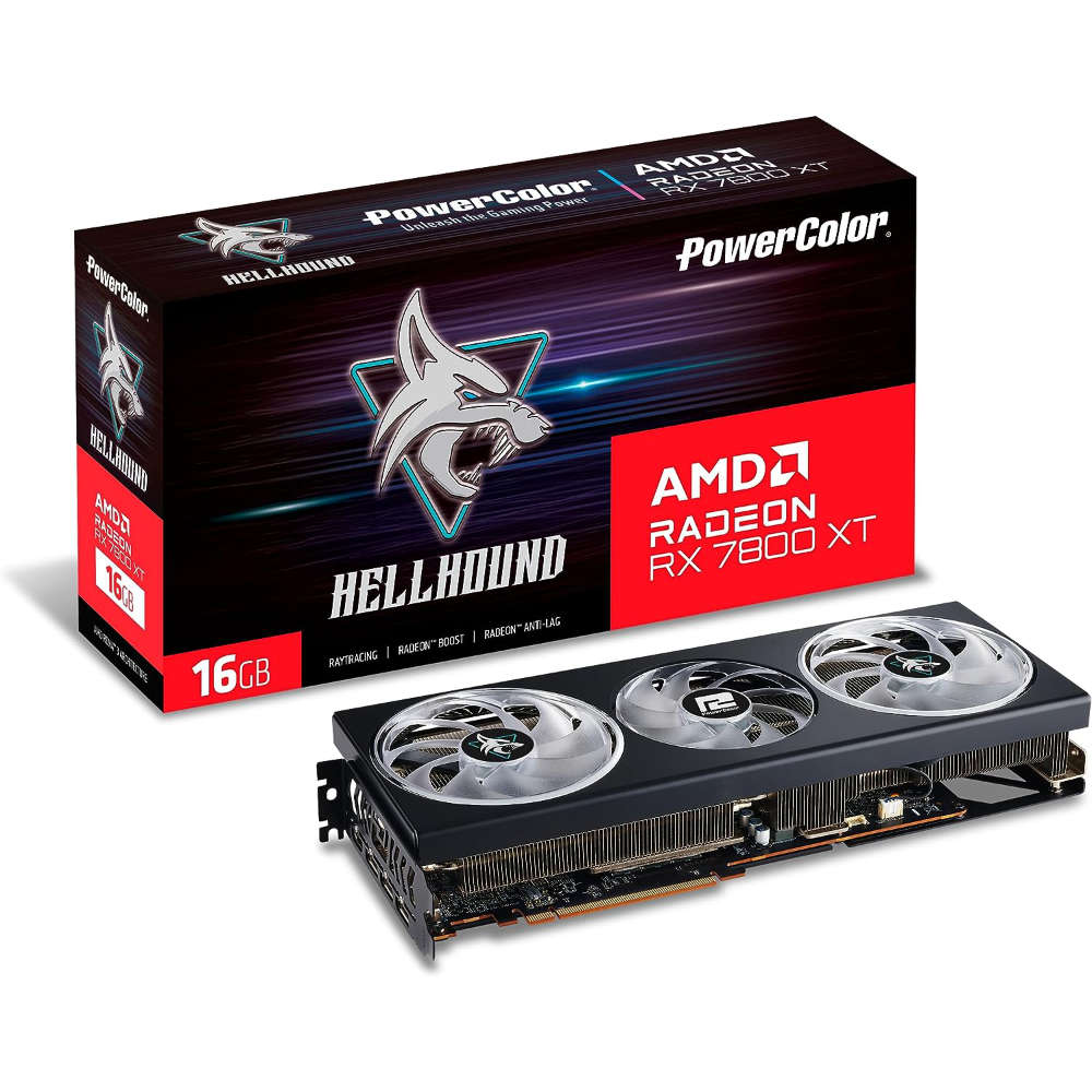 AMD Radeon RX 7800 XT graphics card product image against a white background.