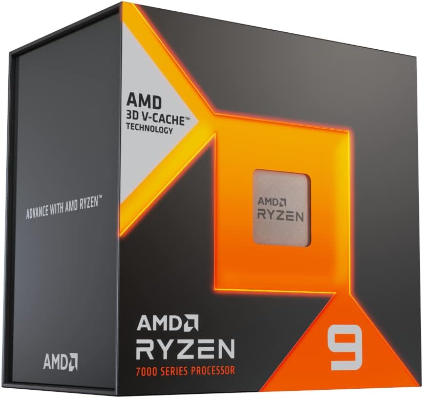 AMD Ryzen 9 7900X3D in its retail box against a white background.