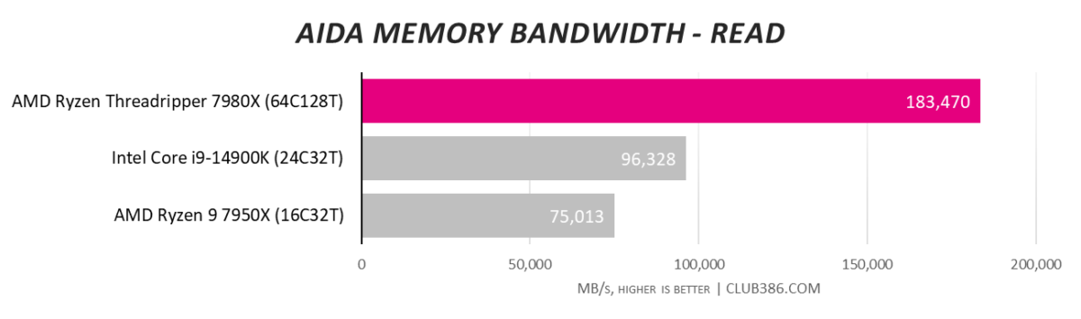 ASRock TRX50 WS performance in AIDA Read.