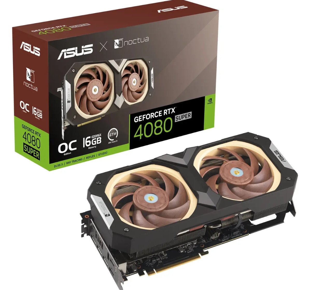 Asus Noctua RTX 4080 Super Box Art and design.