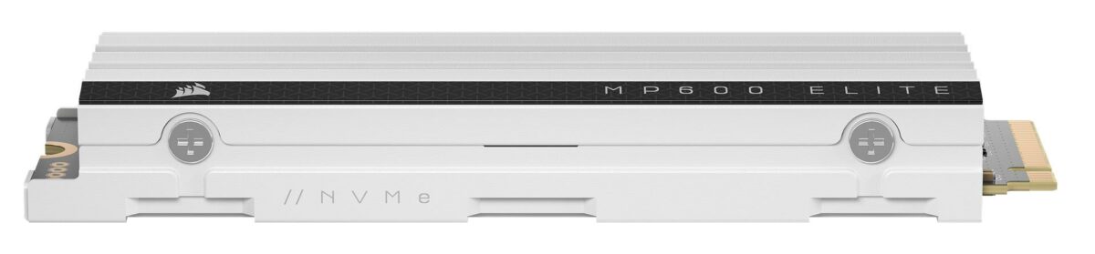 Corsair MP600 Elite M.2 SSD with white heatsink.