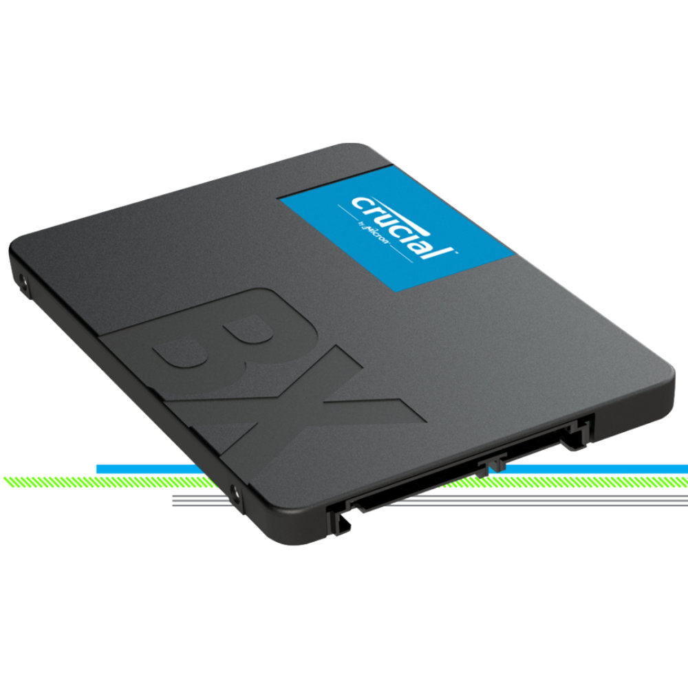 Crucial BX500 2.5in SSD product image against a white background.
