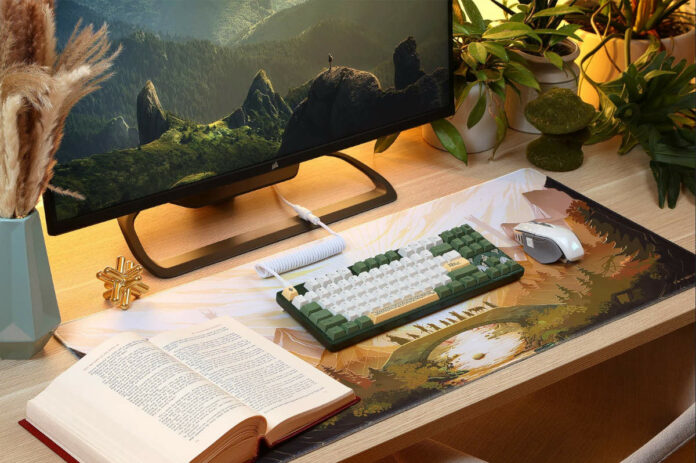 Drop - Rohand keyboard pictured with other Corsair peripherals and gear inspired by the LOTR.