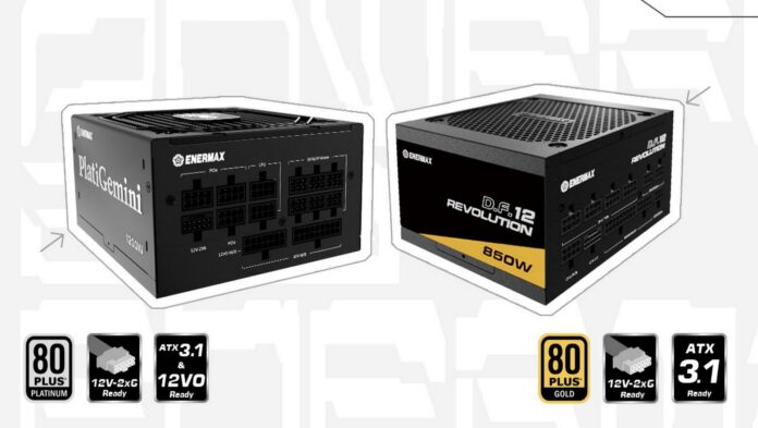 Enermax PlatiGemini 1200W and D.F. 12 Revolution 850W PSUs.