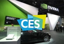 Image of the official Nvidia booth at CES 2019 in Las Vegas, Nevada