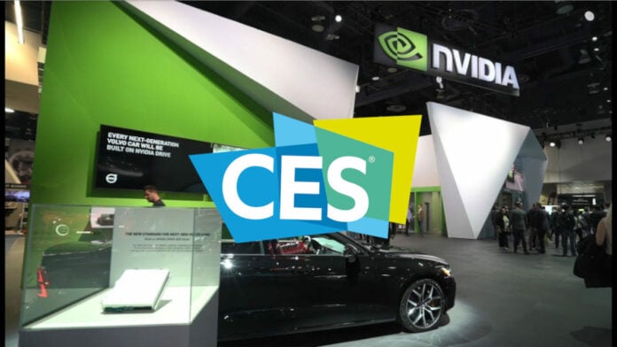 Image of the official Nvidia booth at CES 2019 in Las Vegas, Nevada