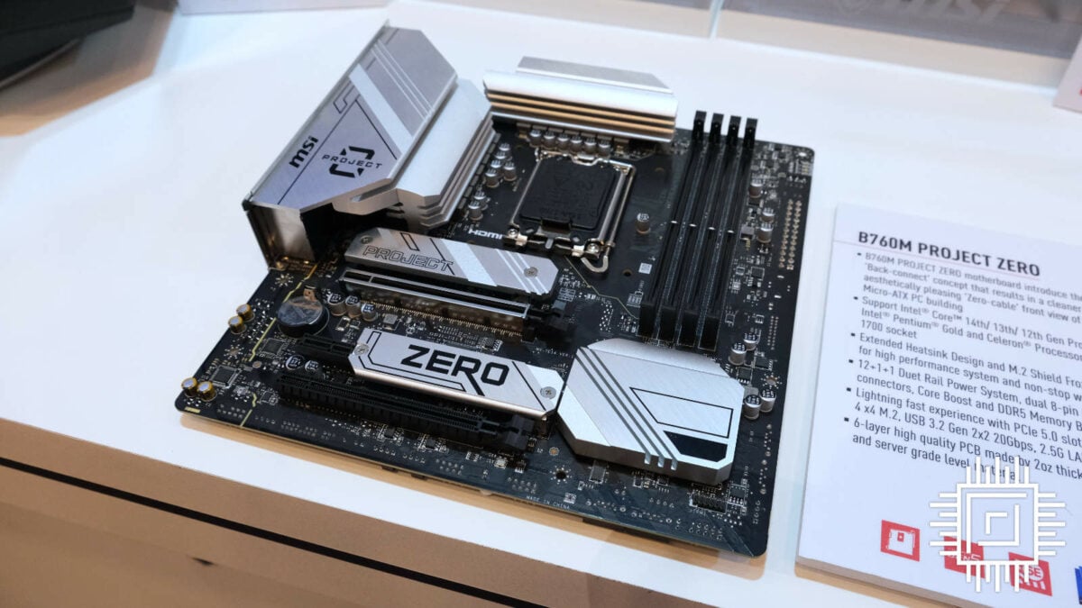 MSI B760M Project Zero motherboard in silver.