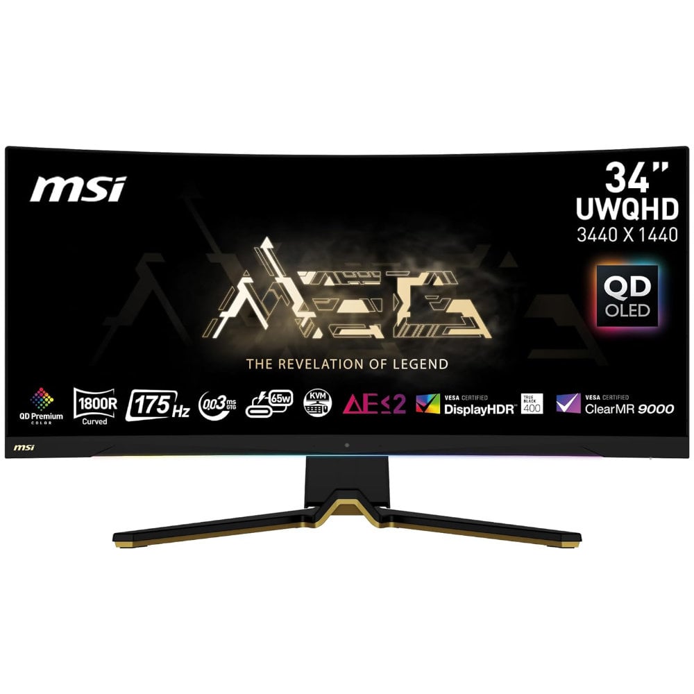 MSI MEG 342C QD OLED gaming monitor product photo.