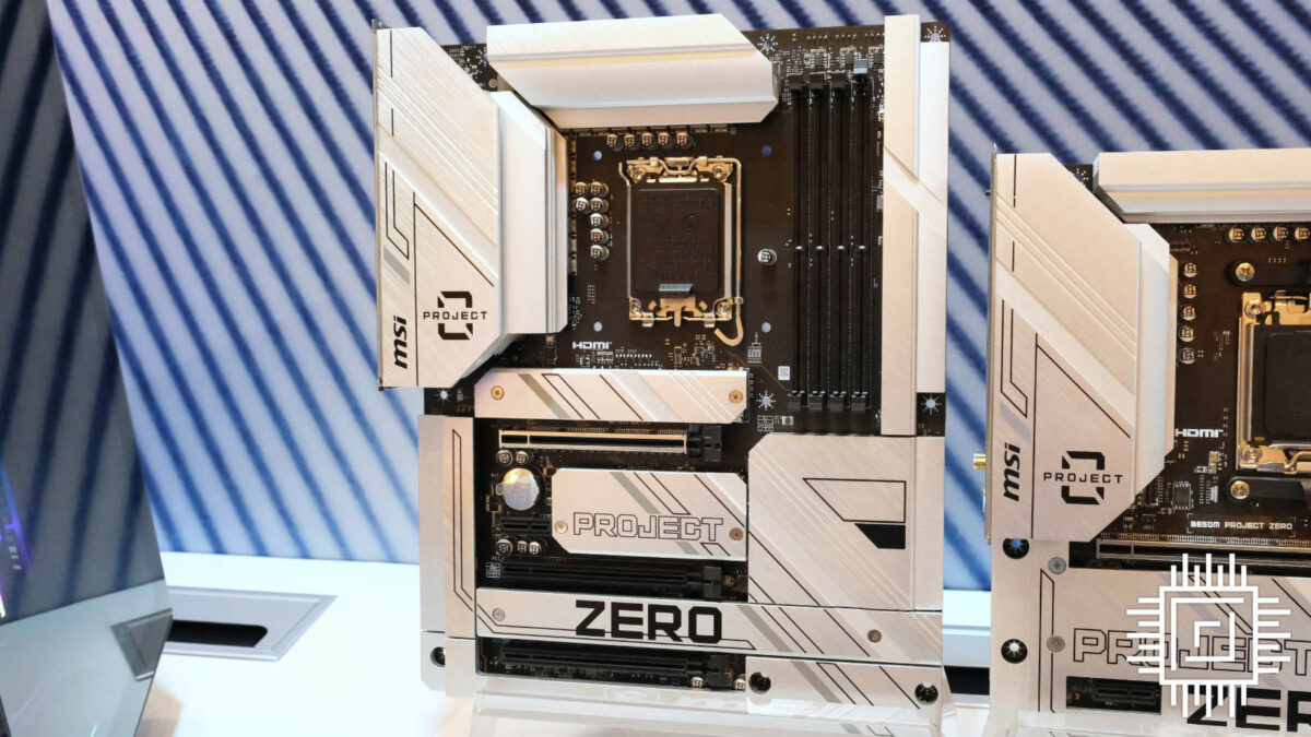 MSI Z790 Project Zero motherboard in silver.