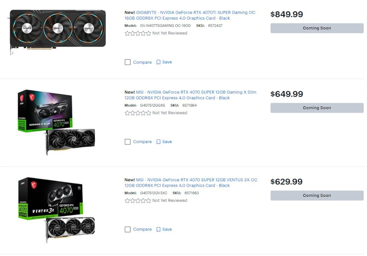 Nvidia RTX 40 Super Best Buy pricing via videocardz