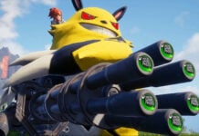 Palworld Pikachu-like pet with a Gatling gun.