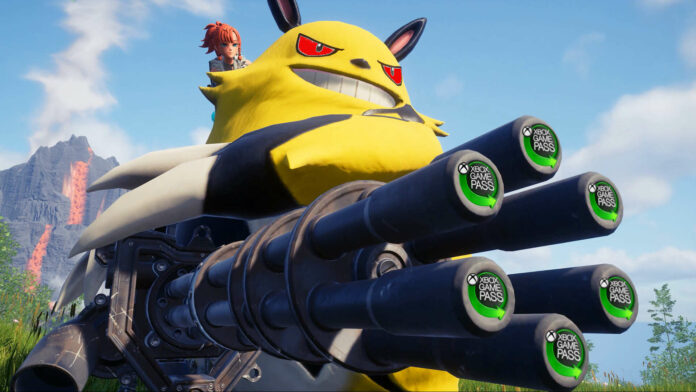 Palworld Pikachu-like pet with a Gatling gun.