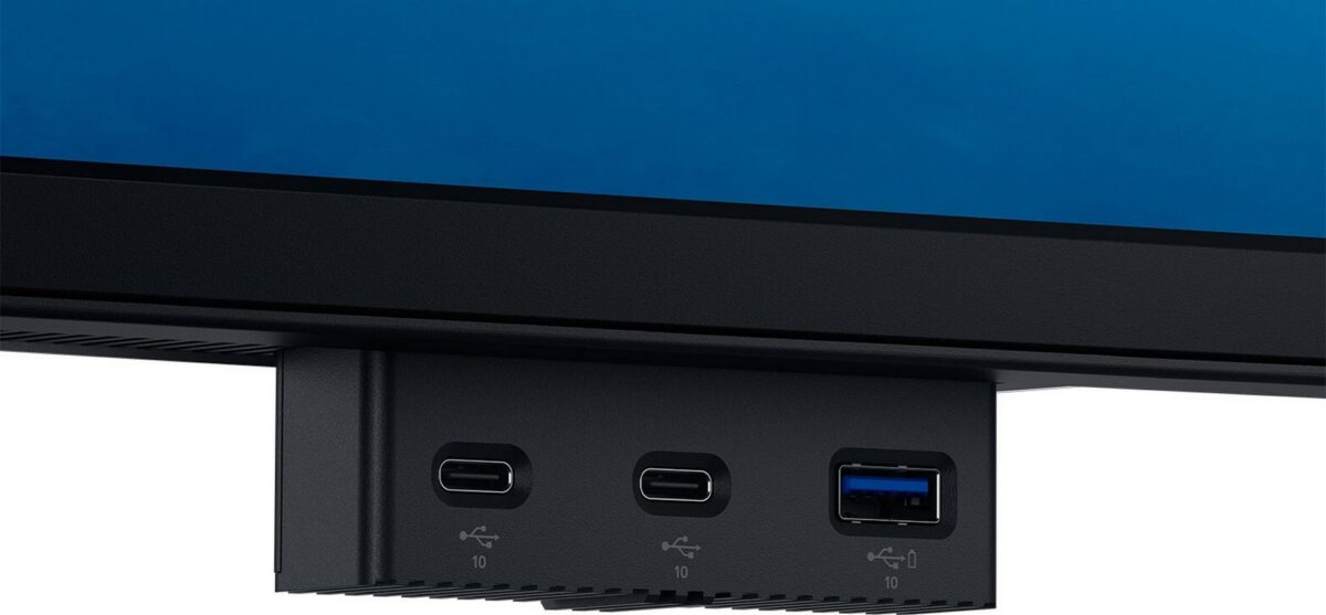 Pop-out USB ports on Dell's UltraSharp U4025QW monitor.