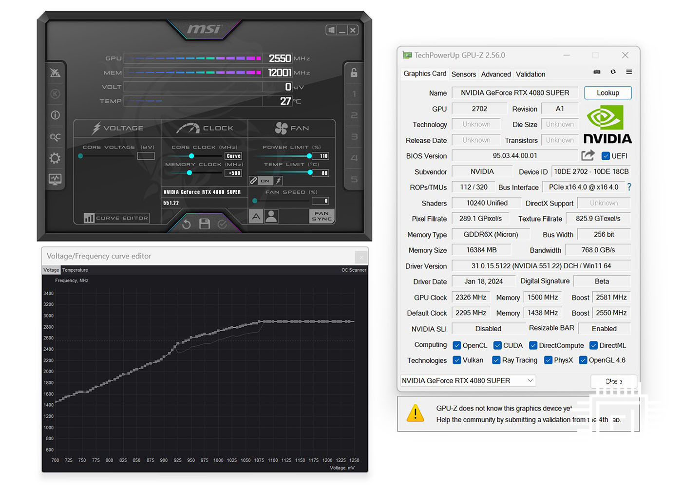 Nvidia GeForce RTX 4080 Super - Overclock