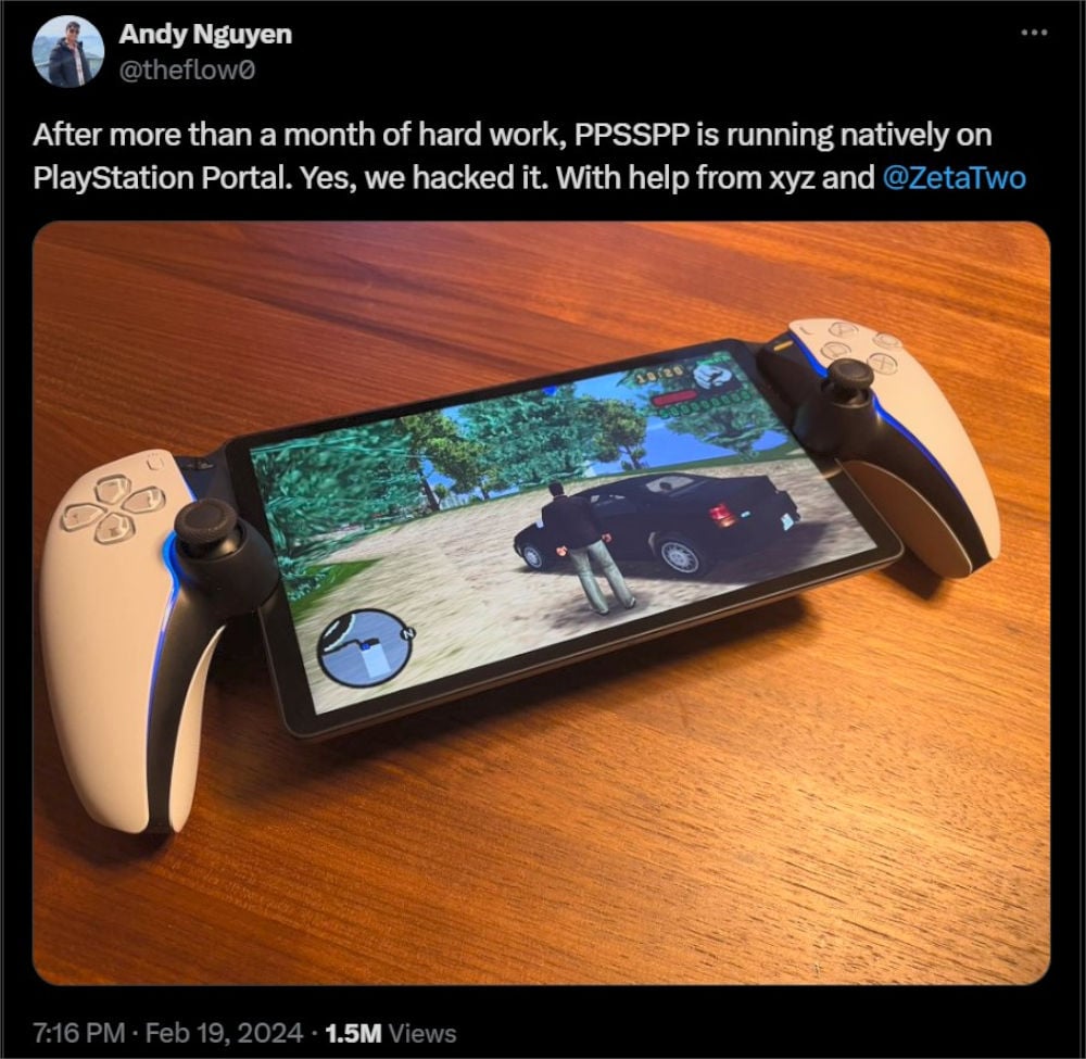 Andy Nguyen hacked the PS Portal allowing it to play classic PSP games and homebrew applications.
