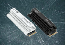 Crucial T705 PCIe Gen 5 SSDs on a star background.