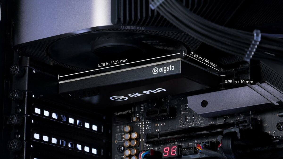 Elgato 4K Pro capture card inside a desktop PC.