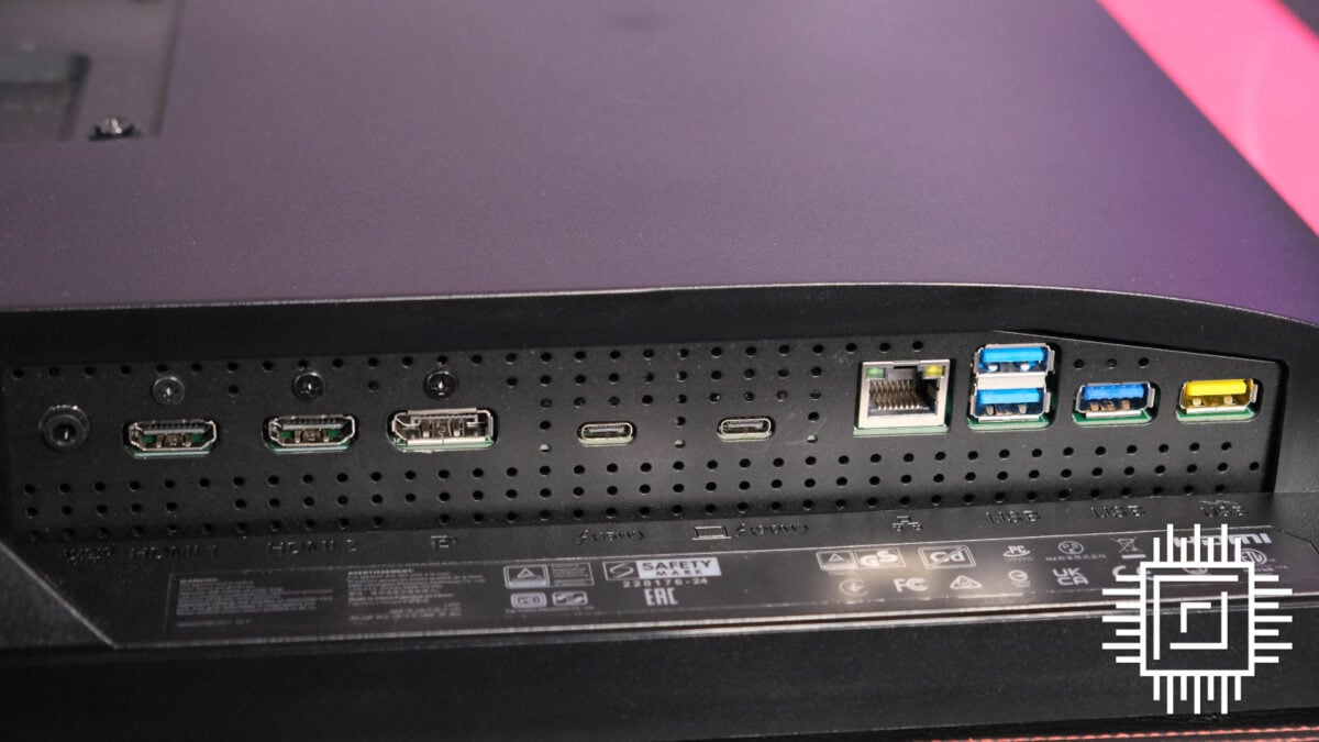 Philips 27B1U7903 ports on the bottom of the monitor, including Thunderbolt 4.