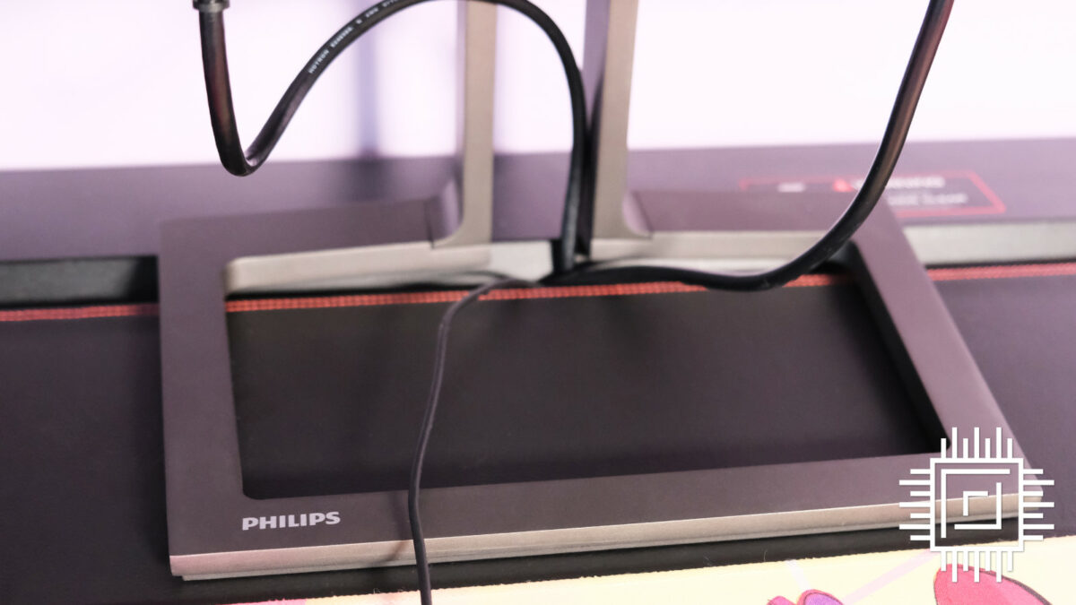 Philips 27B1U7903 monitor stand with wires protruding.