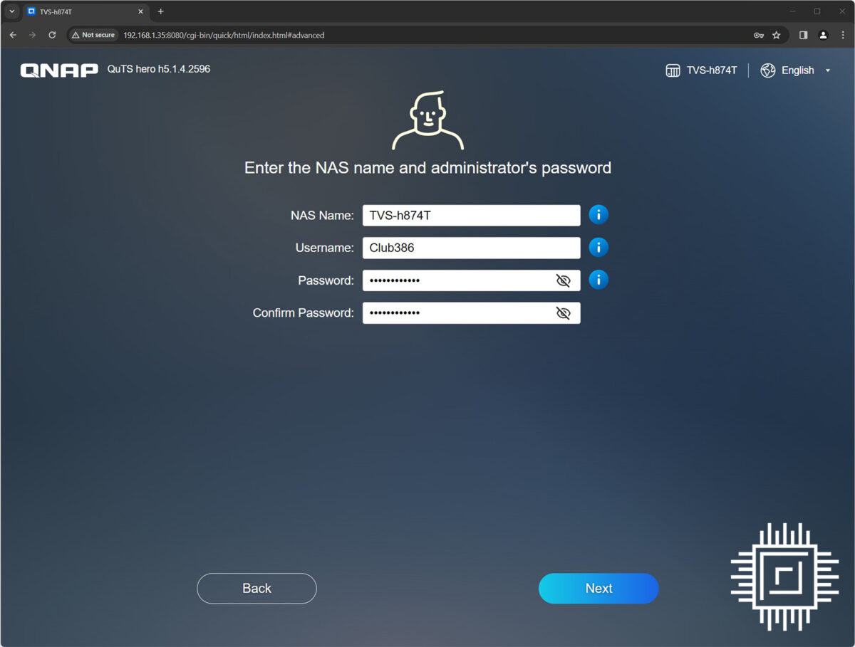 QNAP TVS-h874T - QuTS setup wizard